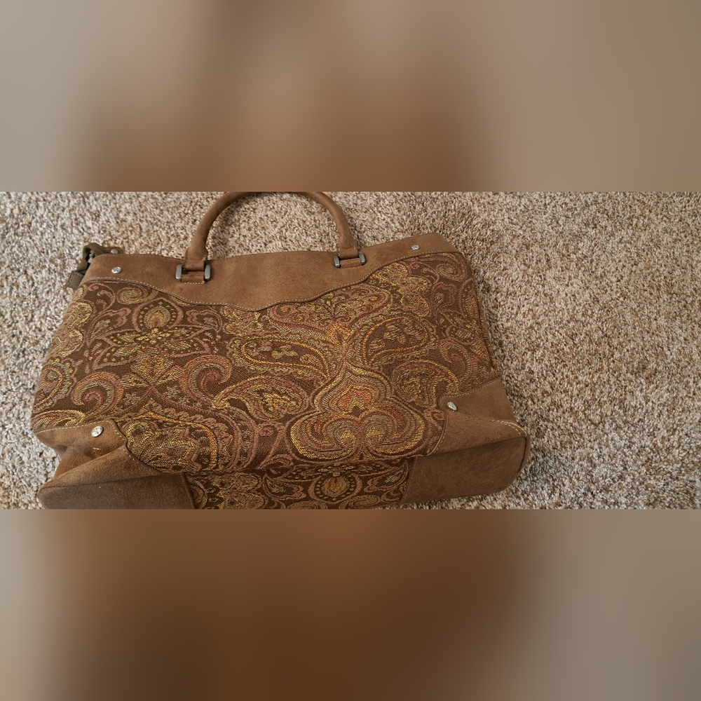 Reba McEntire Tapestry Faux Suede Small Duffle Bag Carry On Weekender Paisley16 - Picture 5 of 14
